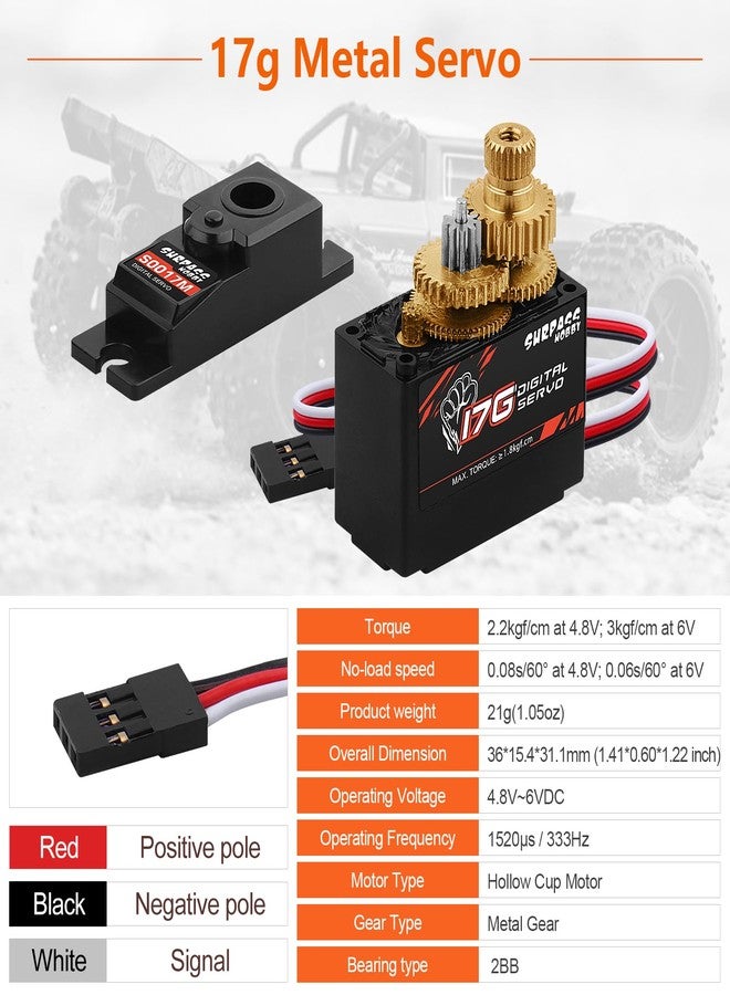 Beffkkip 4pcs 17g Metal Gear 1.8KG Digital Servo for RC Airplane Robot 1/18 1/16 Truck Car Boat Duct Plane - Image 2