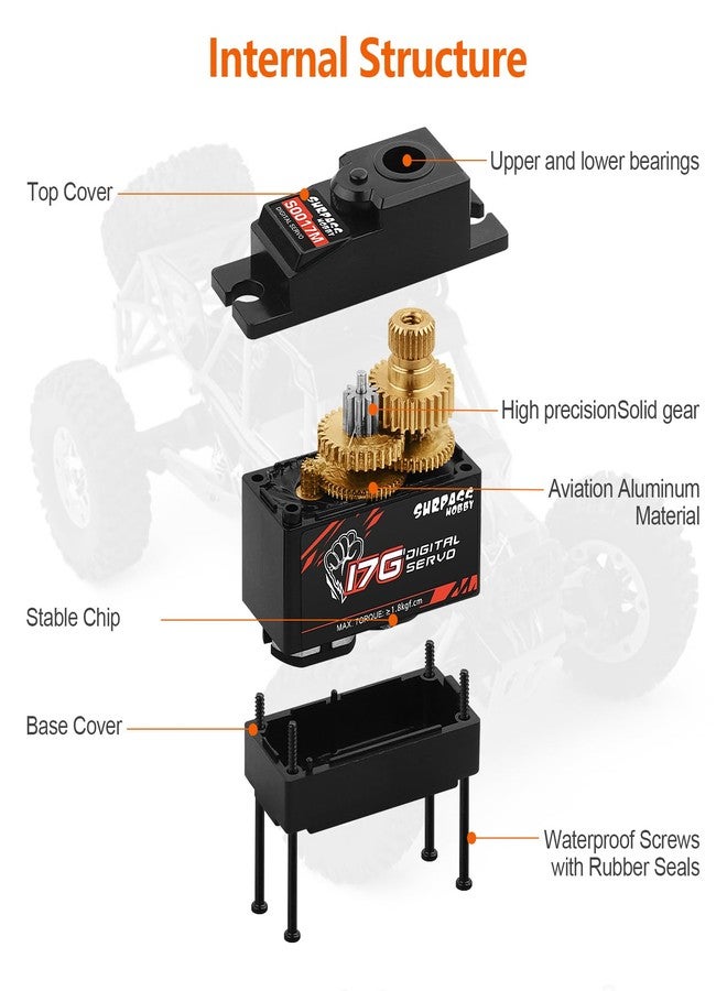 Beffkkip 4pcs 17g Metal Gear 1.8KG Digital Servo for RC Airplane Robot 1/18 1/16 Truck Car Boat Duct Plane - Image 4