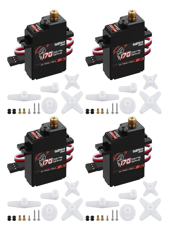 Beffkkip 4pcs 17g Metal Gear 1.8KG Digital Servo for RC Airplane Robot 1/18 1/16 Truck Car Boat Duct Plane - Image 1