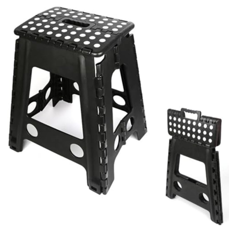 Portable Folding Step Stool Heavy-Duty Plastic Multi-Purpose for Bathroom, Camping, Fishing, Bedroom, Kitchen 3-Step, 50 cm Height, Lightweight Compact Design - Image 1