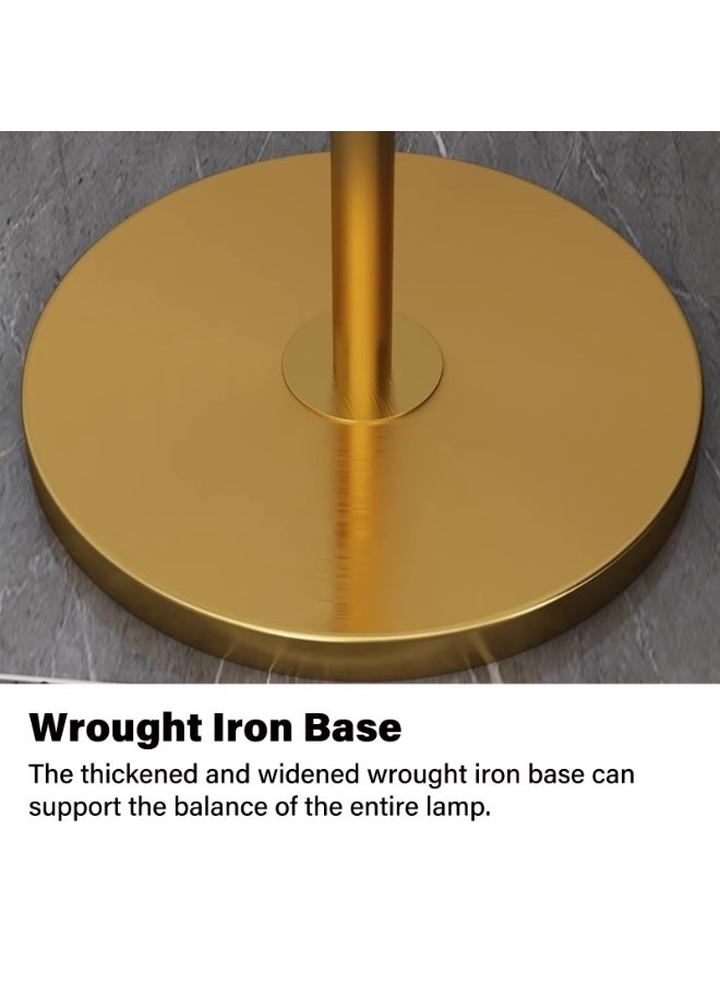 Gold Arc Floor Lamp Dimmable LED Standing Tall Modern Linen Shade Adjustable Color Brightness - Image 4