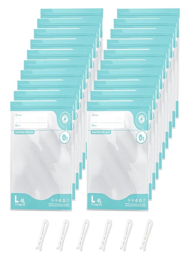 Domsanistor Sous Vide Bags Reusable, Vacuum pack bag 20 pcs (10.23 * 13.4in) Comes with 6 sealing sliders PA&PE material Double zipper Long-lasting freshness bag for Cooking, Food Storage, L 20pcs - Image 2