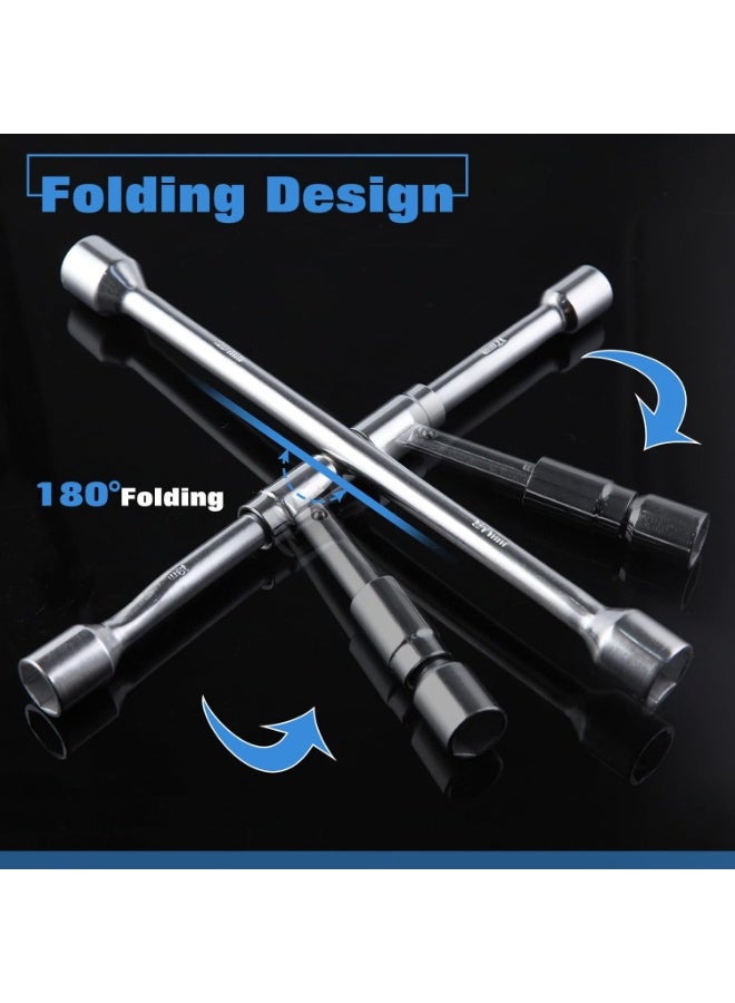 Universal Folding 4-Way Lug Wrench – 14” Tire Cross Wrench, Sliding Socket Tool for Cars, Trucks, SUVs & RVs, 17-23mm - Image 3