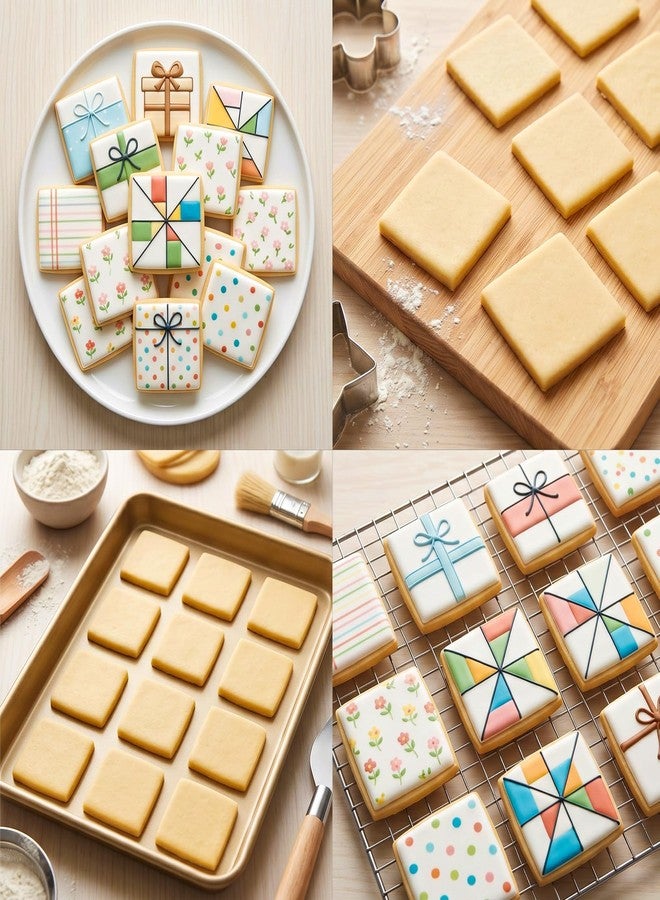 HaiFafafaing 5 Pcs Square Cookie Cutter - Stainless Steel Metal Cookie Cutters - Biscuit Sandwich Cutter Square Egg Cookies Cake Molds for Fondant Cake, Cookies, Biscuits & DIY Party Decor | 2" 2.5" 3" 3.5" 4" - Image 5