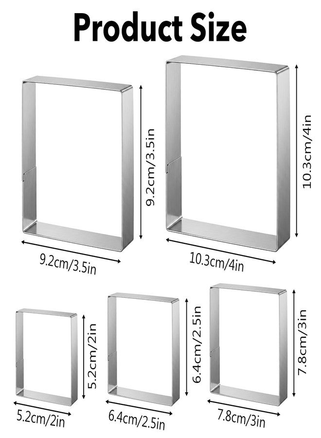 HaiFafafaing 5 Pcs Square Cookie Cutter - Stainless Steel Metal Cookie Cutters - Biscuit Sandwich Cutter Square Egg Cookies Cake Molds for Fondant Cake, Cookies, Biscuits & DIY Party Decor | 2" 2.5" 3" 3.5" 4" - Image 2
