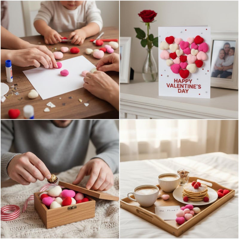 Geosar 24pcs Valentines Day Vase Filler Felt Heart Balls for Crafts Red Pink Heart Vase Filler Decorative Pom Pom Balls Ornaments for Valentine's Day Decor Centerpieces (2.4inch) - Image 4