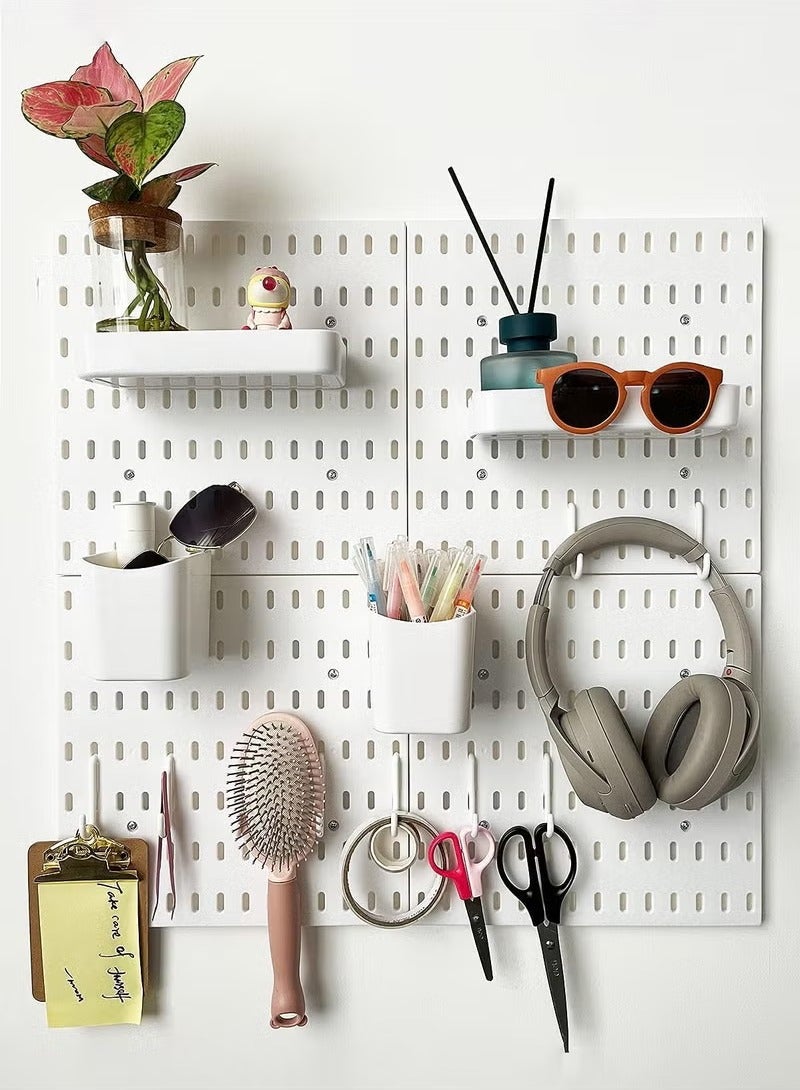 MIXDE Pegboard Wall Organizer Kit, Wall Mount Display Peg Board for Crafts Organization, Ornaments Display, Desk Pegboard Combination Kit for Office Kitchen Bedroom Living Room - Image 1