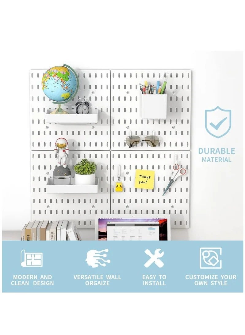 MIXDE Pegboard Wall Organizer Kit, Wall Mount Display Peg Board for Crafts Organization, Ornaments Display, Desk Pegboard Combination Kit for Office Kitchen Bedroom Living Room - Image 2