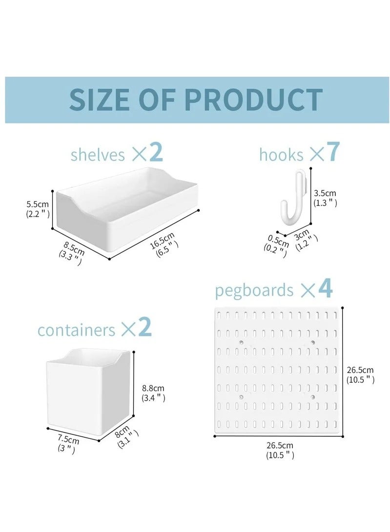 MIXDE Pegboard Wall Organizer Kit, Wall Mount Display Peg Board for Crafts Organization, Ornaments Display, Desk Pegboard Combination Kit for Office Kitchen Bedroom Living Room - Image 3