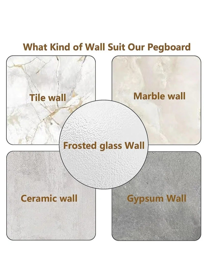 MIXDE Pegboard Wall Organizer Kit, Wall Mount Display Peg Board for Crafts Organization, Ornaments Display, Desk Pegboard Combination Kit for Office Kitchen Bedroom Living Room - Image 4