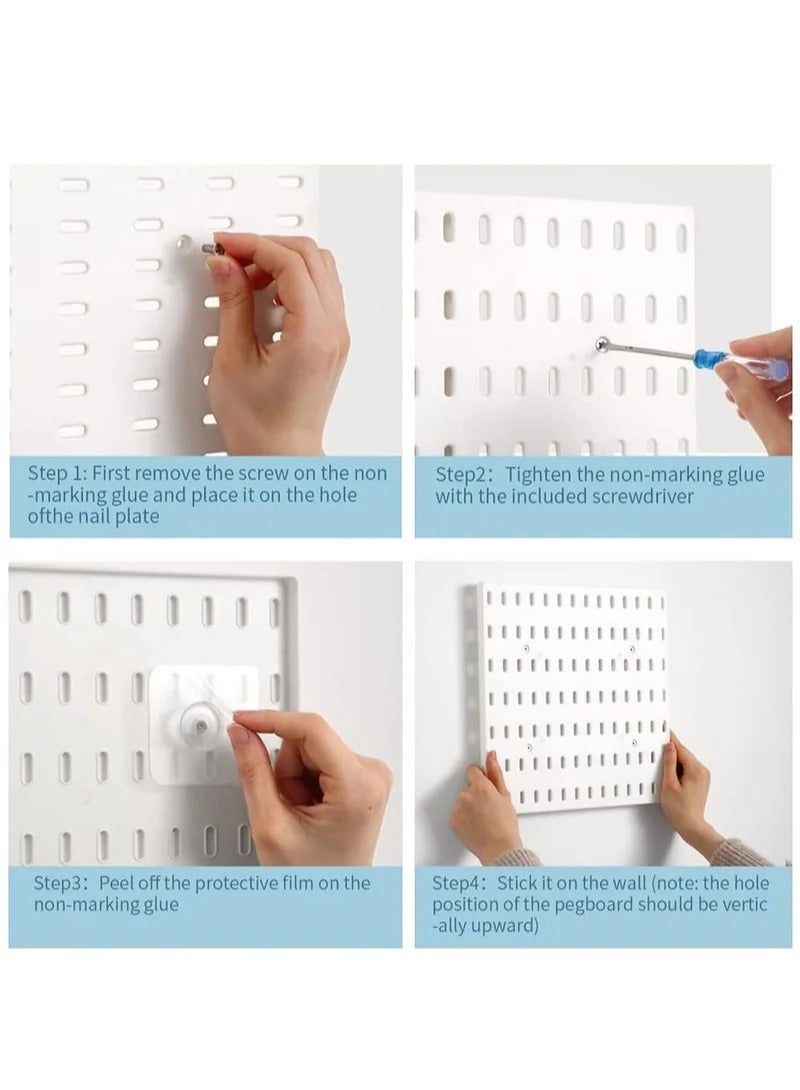 MIXDE Pegboard Wall Organizer Kit, Wall Mount Display Peg Board for Crafts Organization, Ornaments Display, Desk Pegboard Combination Kit for Office Kitchen Bedroom Living Room - Image 5