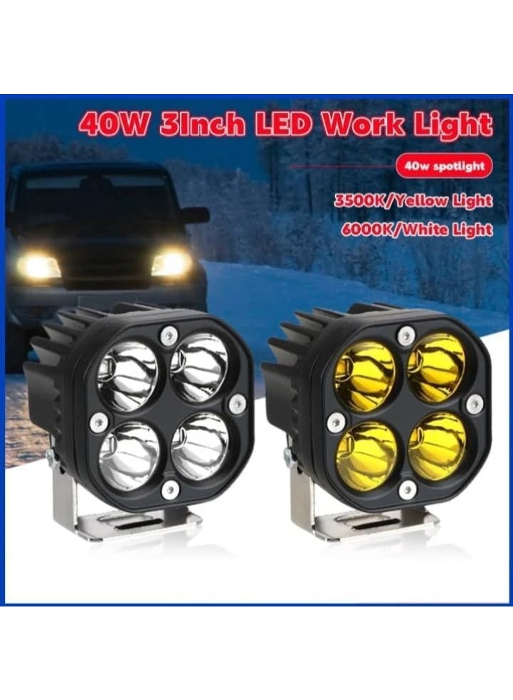 شيزا ستار مصباح عمل LED، مصابيح كشاف دائرية 3 بوصات/4 كبسولات، مصباح كشاف للدراجات النارية 4x4، مصابيح ضباب للطرق الوعرة، 12 فولت/24 فولت - Image 2