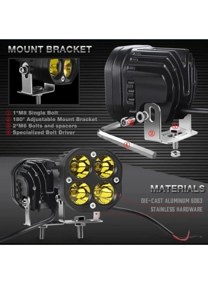 شيزا ستار مصباح عمل LED، مصابيح كشاف دائرية 3 بوصات/4 كبسولات، مصباح كشاف للدراجات النارية 4x4، مصابيح ضباب للطرق الوعرة، 12 فولت/24 فولت - Image 3
