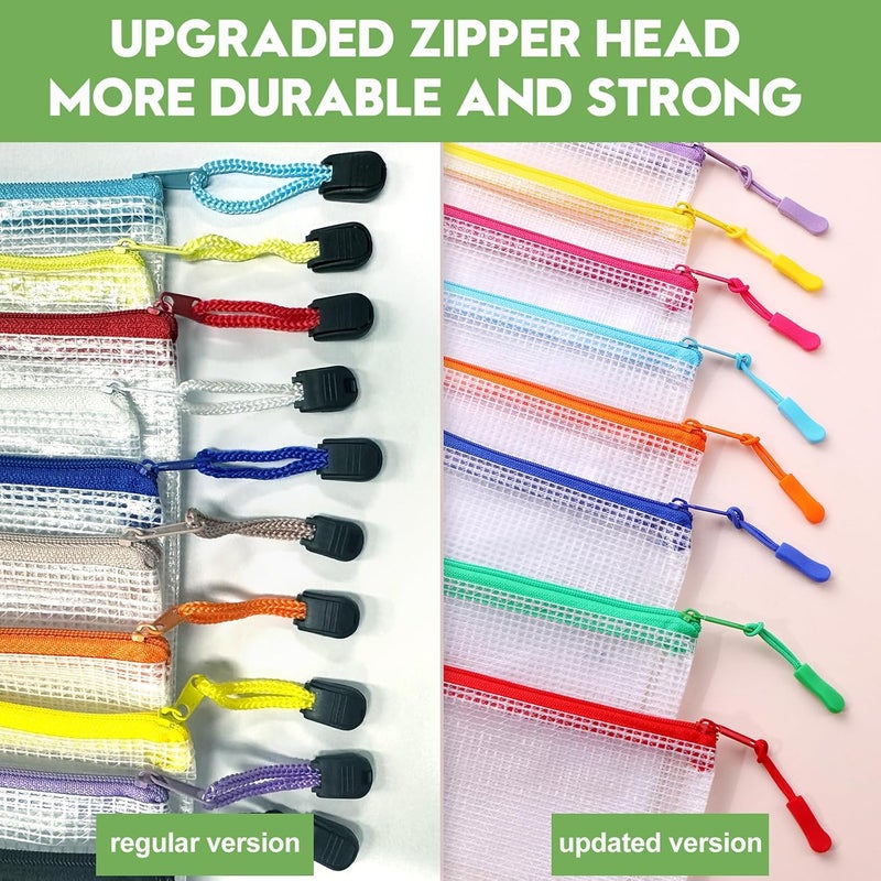 YOPCDJ 24pcs Mesh Zipper Pouch File Bags Puzzle Storage Bags, A3 16x12 Inches Large Reusable Zipper Pouches for Organizing Classroom Board Game Organization - Image 2