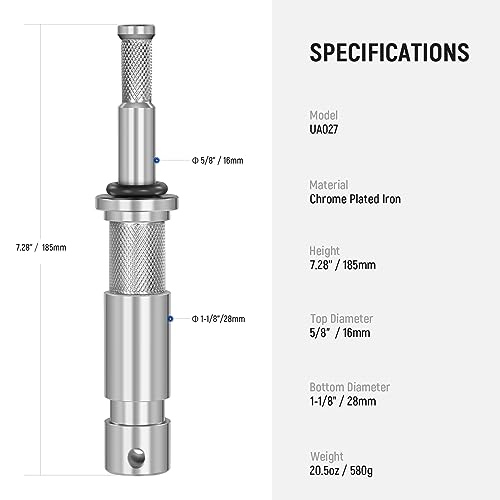 NEEWER Junior to Baby Pin Adapter, 1-1/8"/28mm Junior Male Stud to 5/8"/16mm Baby Male Stud Stand Adapter for C Stand, Heavy Duty Light Stand, TV Clamp, Turtle Base, UA027 - Image 2