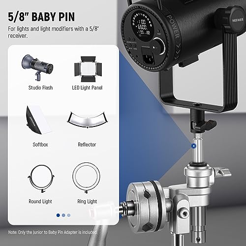 NEEWER Junior to Baby Pin Adapter, 1-1/8"/28mm Junior Male Stud to 5/8"/16mm Baby Male Stud Stand Adapter for C Stand, Heavy Duty Light Stand, TV Clamp, Turtle Base, UA027 - Image 3