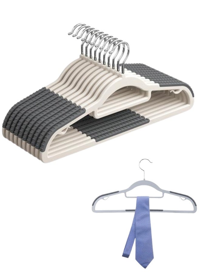 Plastic Non Slip Clothes Hangers – Heavy Duty – Lightweight – Set of 10 Hangers – Slim Space Saving Design – Flexible & Easy to Use 360° Swivel Hook – Ideal for Shirts, Dresses, Suits, Coats - Image 1