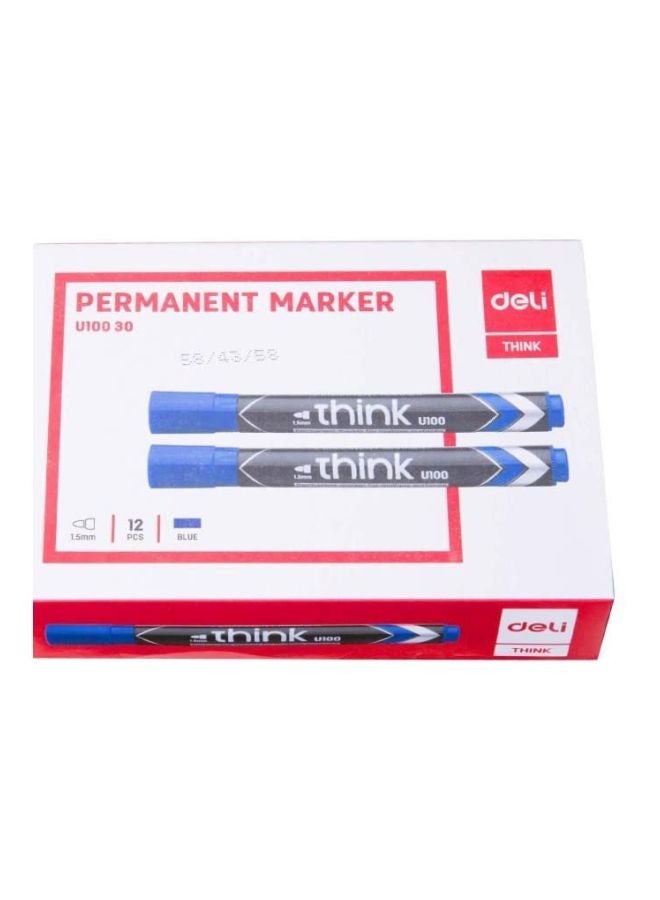 Deli 24-Piece Permanent Marker Bullet Tip Blue Ink - Image 2