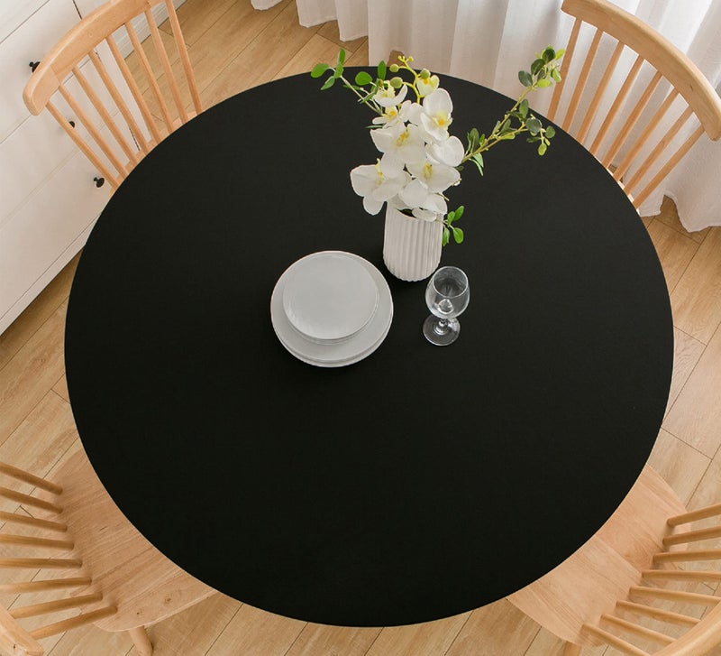 Wolkemer Wolkemer 5ft Fitted Round Tablecloth Spandex Stretch Cocktail Table Cover Elastic Edge Black Table Topper Cap for Dining Wedding Party Picnic 60 Inch