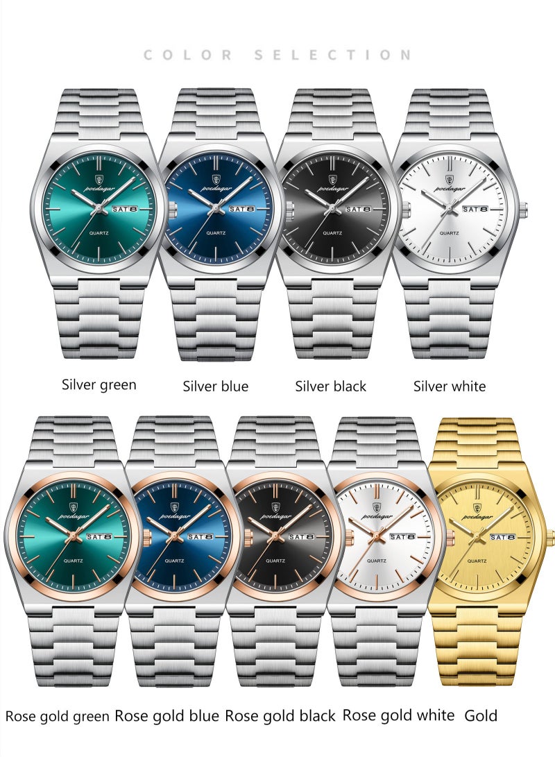 POEDAGAR Watch For Men Stainless Steel Quartz Luminous Water Resistant Watch - Image 4