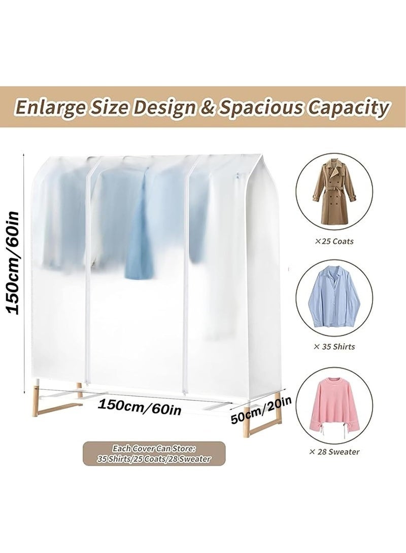 Arabest Clear Garment Rack Cover, 150x50x150cm Dustproof Clothes Rack Cover Hanging garment bags with Zipper Waterproof Wardrobe Clothing Hanger for Dresses, Suits, Coats - Image 2