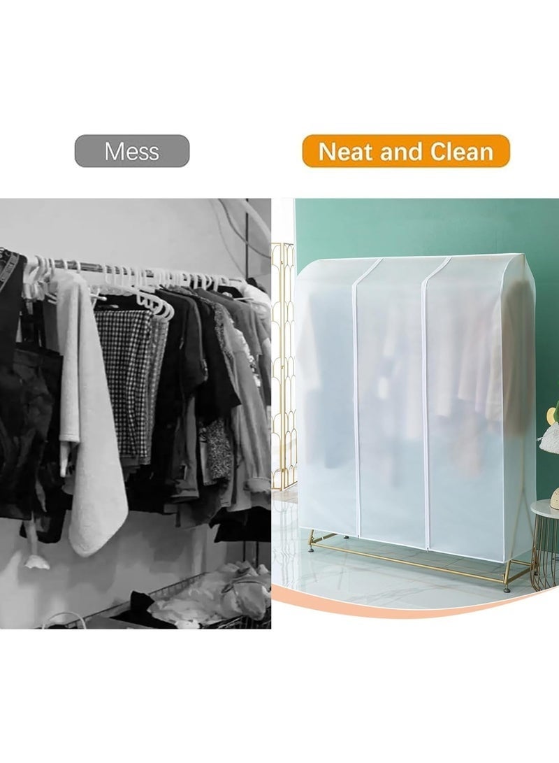 Arabest Clear Garment Rack Cover, 150x50x150cm Dustproof Clothes Rack Cover Hanging garment bags with Zipper Waterproof Wardrobe Clothing Hanger for Dresses, Suits, Coats - Image 3
