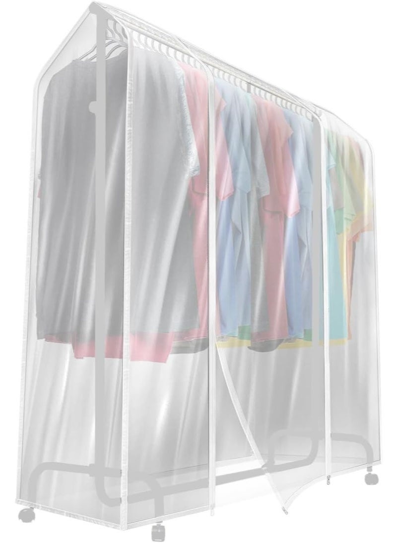 Arabest Clear Garment Rack Cover, 150x50x150cm Dustproof Clothes Rack Cover Hanging garment bags with Zipper Waterproof Wardrobe Clothing Hanger for Dresses, Suits, Coats - Image 1