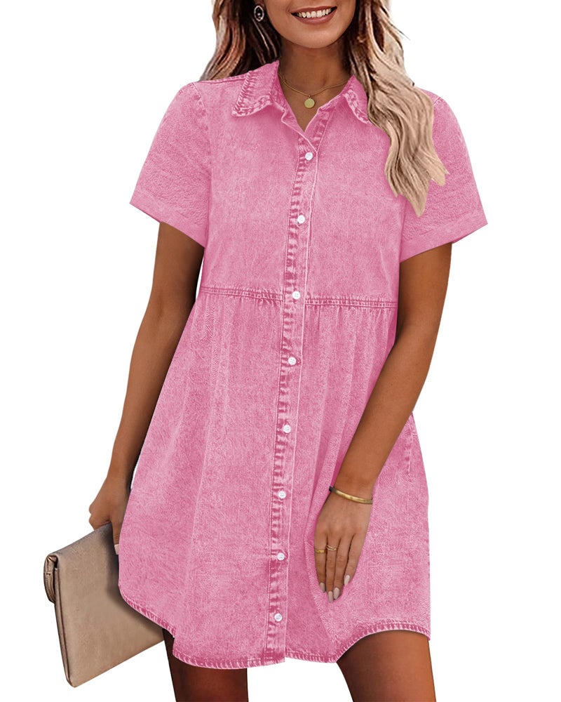 GRAPENT Summer Dresses for Women 2026 Casual Fall Dress for Women Flower Dress Womens Summer Dresses Knee Length Short Pink Homecoming Party Cocktail Concert Outfits Color Aurora Size XL - Image 1