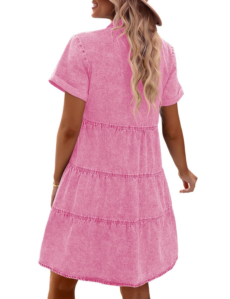 GRAPENT Summer Dresses for Women 2026 Casual Fall Dress for Women Flower Dress Womens Summer Dresses Knee Length Short Pink Homecoming Party Cocktail Concert Outfits Color Aurora Size XL - Image 2