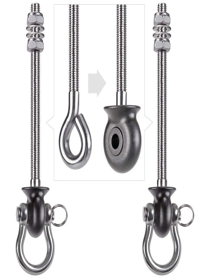 Dolibest Set of 2 Permanent Antirust Stainless Steel 304 Heavy Duty Swing Hangers, 1800LB Capacity, Wood and Steel Beam Yoga Hammock Chair Punching Bag Porch Swing Sets,180° Swing, 7.67‘’ - Image 1