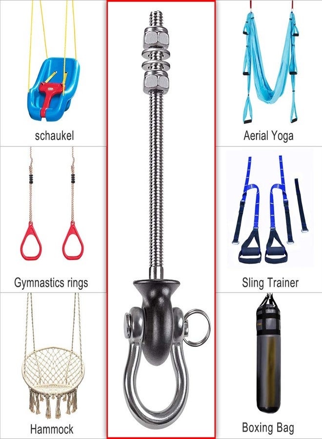 Dolibest Set of 2 Permanent Antirust Stainless Steel 304 Heavy Duty Swing Hangers, 1800LB Capacity, Wood and Steel Beam Yoga Hammock Chair Punching Bag Porch Swing Sets,180° Swing, 7.67‘’ - Image 2