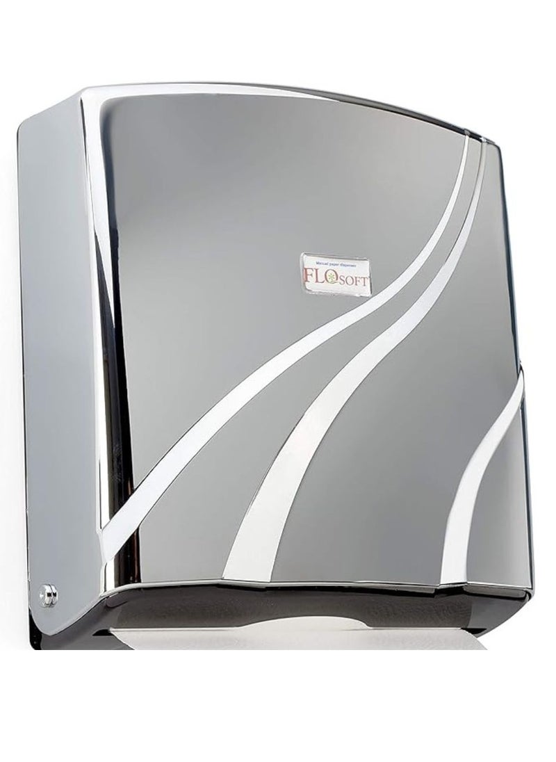 FLOSOFT - Flosoft 300 Z-fold paper commercial hand towels dispenser plastic paper towel dispenser wall mount/restroom office shop or home chrome - Image 1
