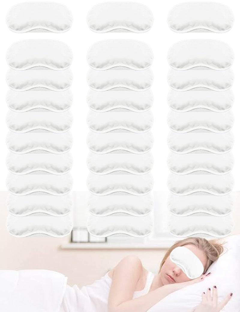 Eye Mask Sleep Masks Pack of 30 PorsMing Sleeping Mask Blindfold Eye Cover Team Building Games Party with Nose Pad and Adjustable Strap for Women Men Kids 4 Layers Colors 30 Pieces of White
