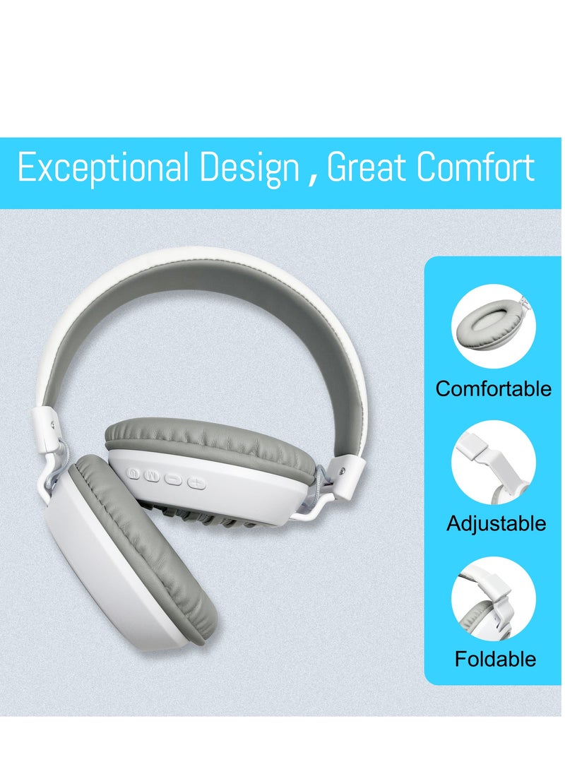 GULFLINK - 200mah Bluetooth Wireless Headphones for Teens Adults White - Image 1