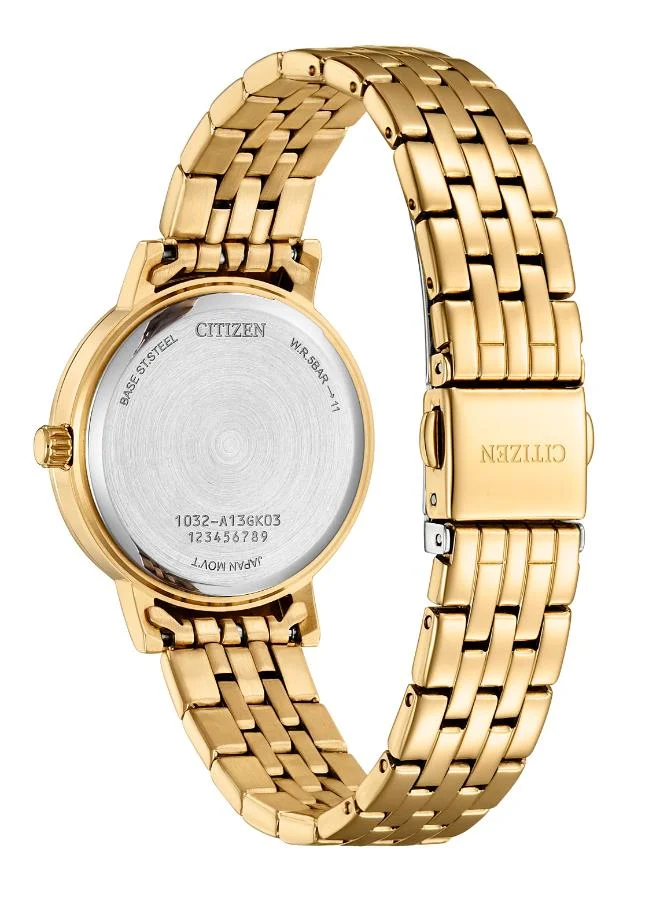 CITIZEN Women's Stainless Steel with Gold Plating QUARTZ WOMEN Watch EL3103-57D - 31 mm