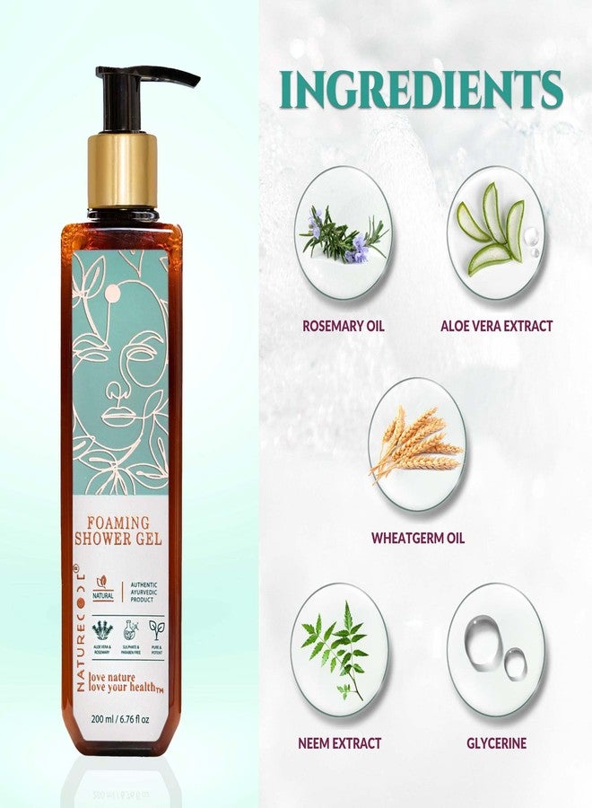 Nature Code NATURECODE Organic Foaming Shower Gel | AYUSH Approved | With Aloe Vera, Rosemary & Wheatgerm Oil | Refreshing Body Wash for Soft & Smooth Skin | Paraben-Free | 200ml - Image 4