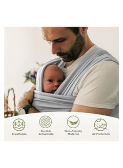 erorex Baby Carrier Wrap- Baby Wrap Carrier for All- Breathable and Convenient Baby Sling with Various Usage- Infant Carrier for Freeing Hands- Baby Wraps Carrier for Newborn Infants- Light Grey  - Image 5