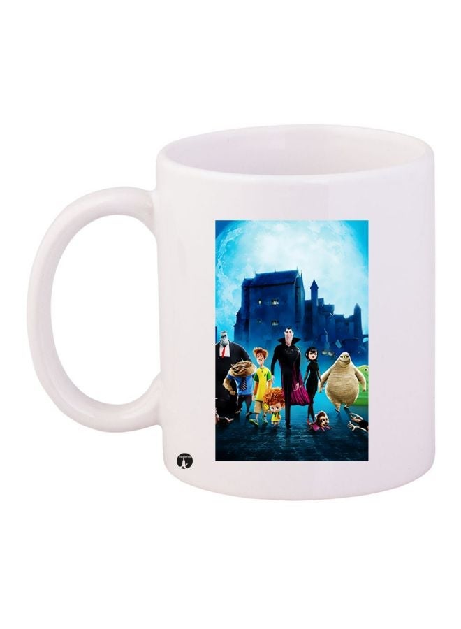 Cartoon Printed Coffee Mug White/Blue/Green 11ounce