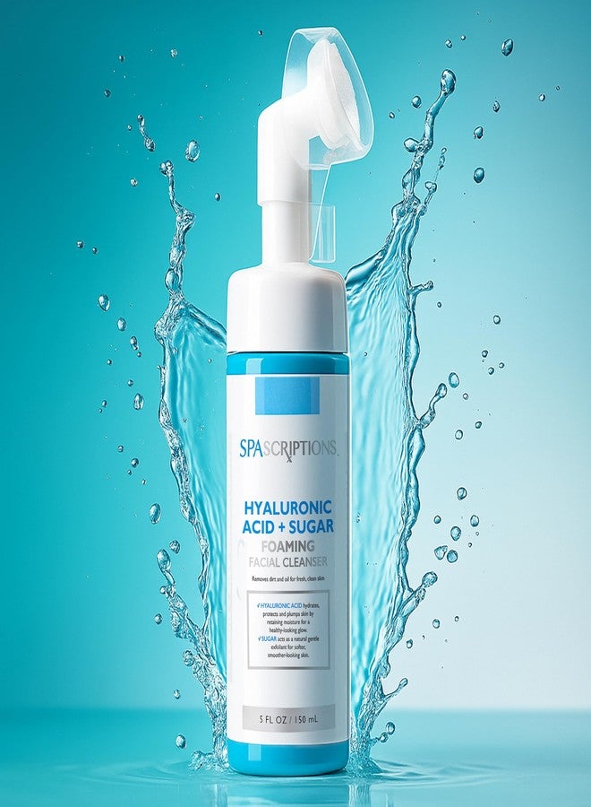 SpaScriptions Hyaluronic Acid + Sugar Foaming Facial Cleanser, pH Balanced, Non Comedogenic, Paraben Free, For All Skin Types, 5 fl oz / 150 mL - Image 3