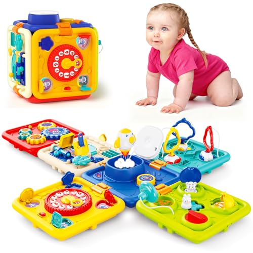 Covsen Montessori Toy for 1 Year Old Girl Gift 6in1 Busy Board for Toddlers 1 2 3 4 Year Old Educational Sensory Early Development Toys First 1st Birthday Gifts for Kids - Image 1