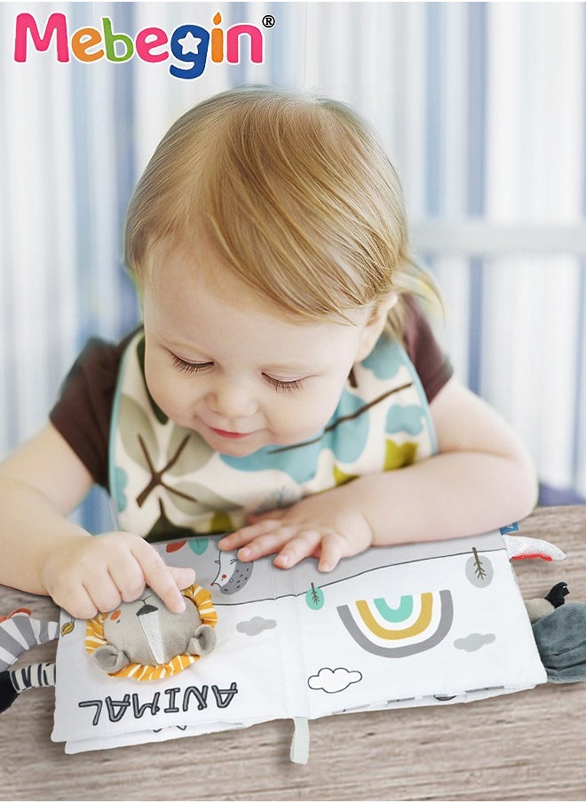 MEBEGIN Baby Soft Cloth Book with 3D Lion Shape and Sound, Nontoxic Washable Baby Sensory Books, Baby Activity Crinkle Books, Hand-bag Sized Lightweight Soft Books, Sensory Interactive Toys, Early Education Toys for Infants  - Image 1