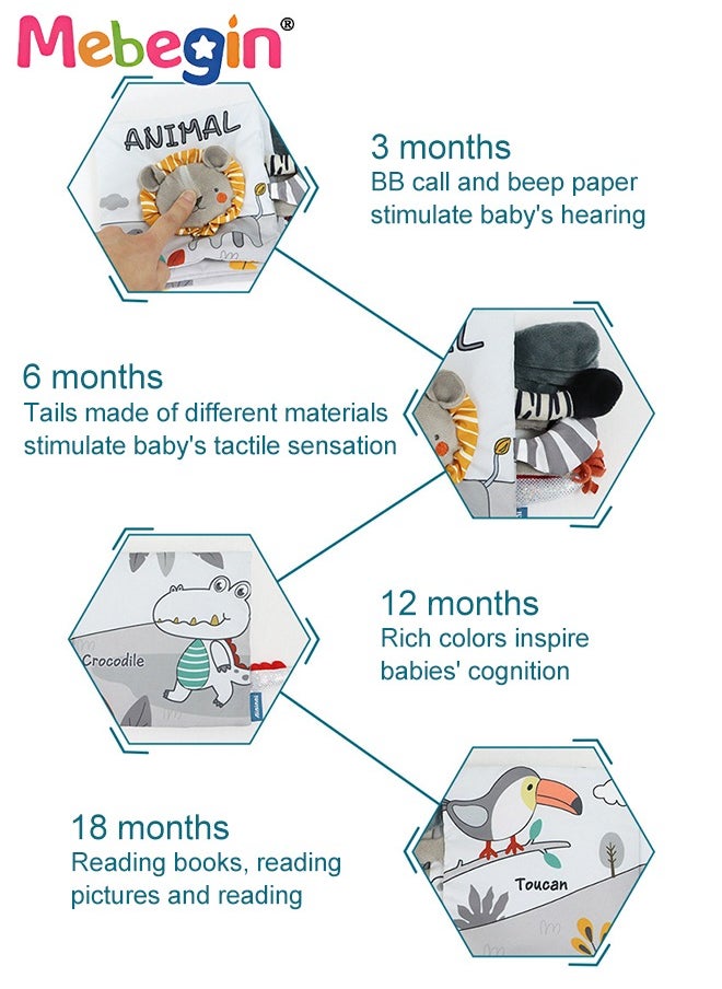 MEBEGIN Baby Soft Cloth Book with 3D Lion Shape and Sound, Nontoxic Washable Baby Sensory Books, Baby Activity Crinkle Books, Hand-bag Sized Lightweight Soft Books, Sensory Interactive Toys, Early Education Toys for Infants  - Image 4