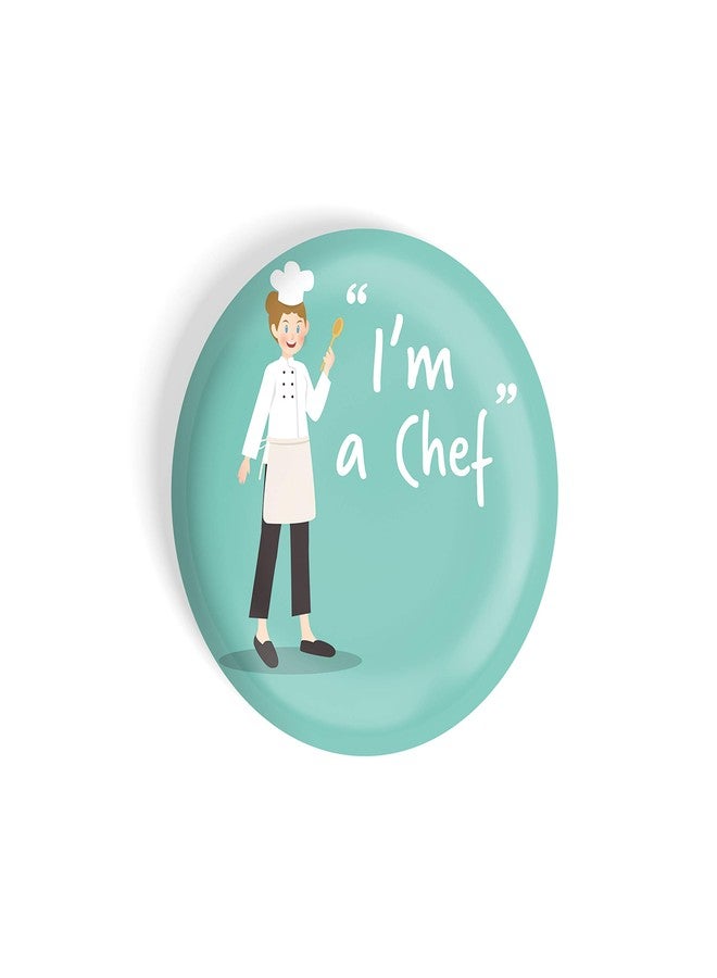dhcrafts Pin Badges Green Color Profession I'm A Chef Glossy Finish Design Pack of 1 - Image 3