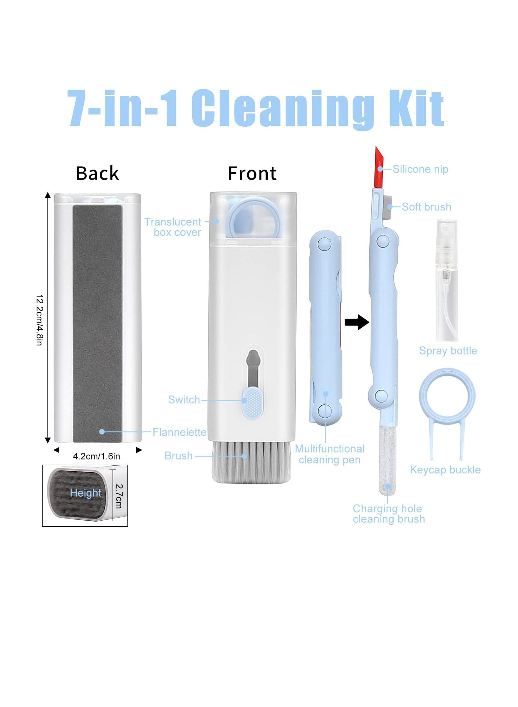 7-in-1 Electronics Cleaner Kit - Keyboard Cleaner kit, Portable Multifunctional Cleaning Tool for PC Monitor Earbud Cell Phone Laptop Computer Bluetooth Earphones 