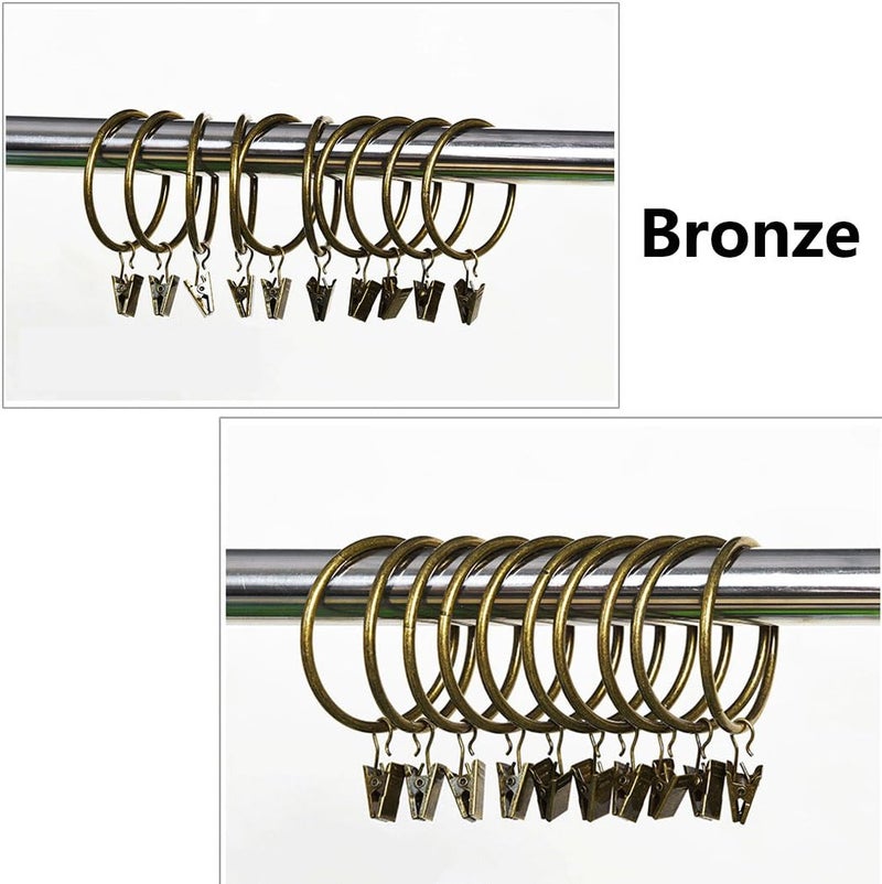 SeeRaphee 20PCS Bronze Curtain Clips Rings Metal Drapery Curtain Rings Interior Diameter 38mm/1.5 Inch Electroplating Processing - Image 2