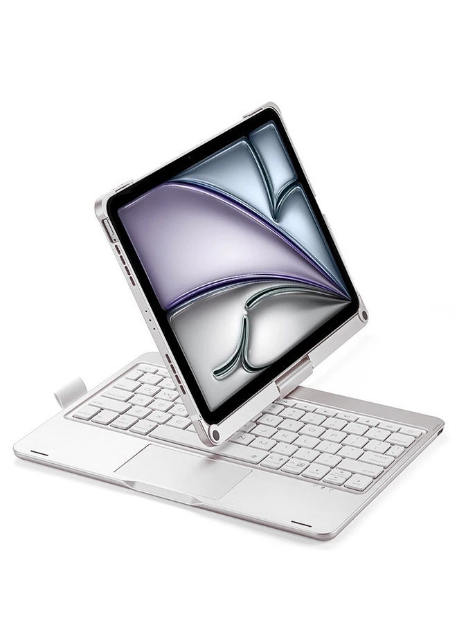 ريماكس لوحة مفاتيح ماجيك (عربية وإنجليزية) لأجهزة iPad Air 10.9 بوصة (الجيل الثالث/الثاني) وiPad Air الجيل الخامس/الرابع وiPad Pro 10.9 بوصة (الجيل الأول/الثاني/الثالث/الرابع)، مزودة بحافظة لوحة مفاتيح وحامل مغناطيسي، ومؤشر لمستوى البطارية، ولوحة لمس متعددة اللمس، وإضاءة خلفية بسبعة ألوان، وقلم لمس مجاني. - Image 1