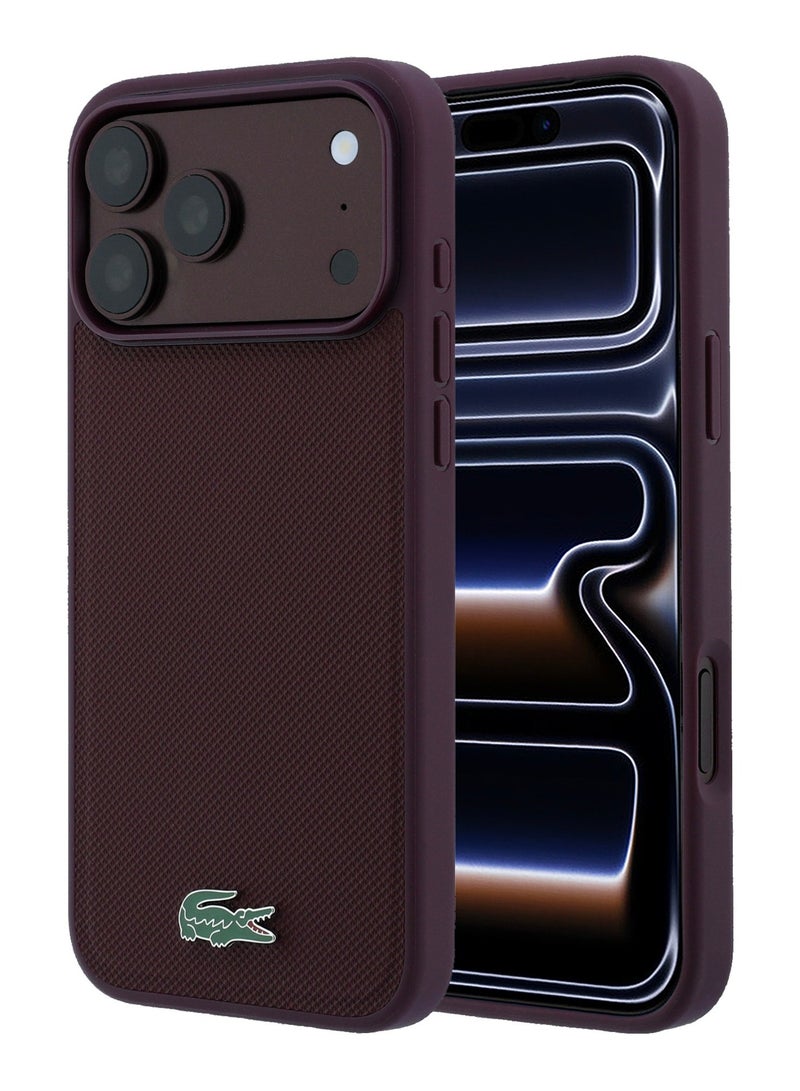 LACOSTE iPhone 18 Pro MagSafe Hard Case with Petit Pique Texture and Lacquered Metal Logo - Image 1