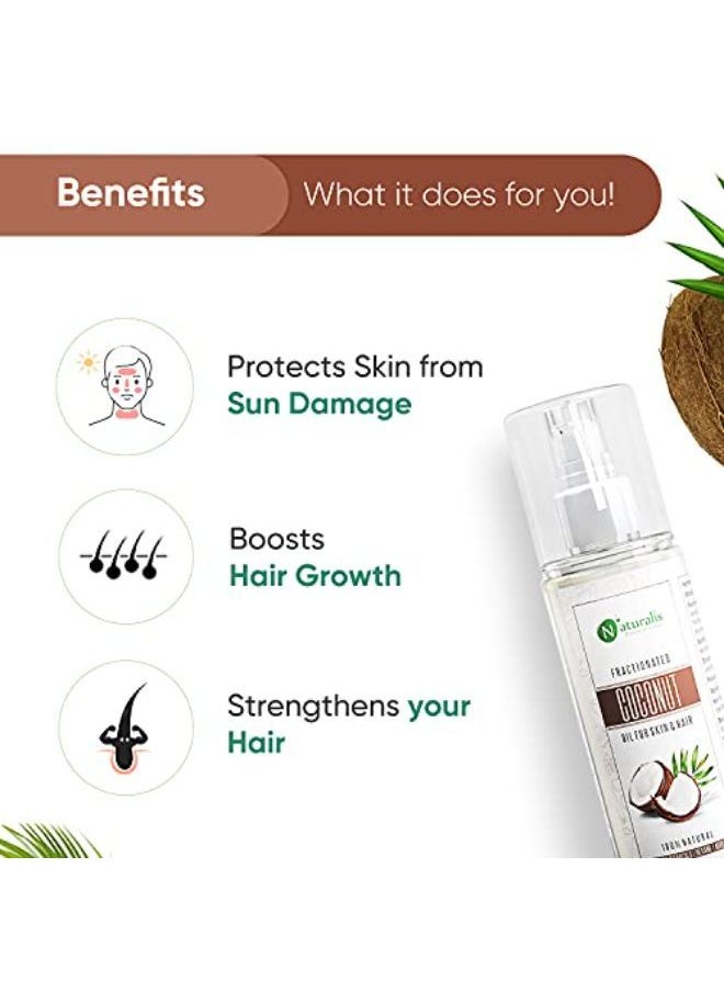 Naturalis - Essence Of Nature Fractionated Coconut Carrier Oil Natural Skin Moisturizer, Therapeutic, Odorless, 200 Ml - Image 1
