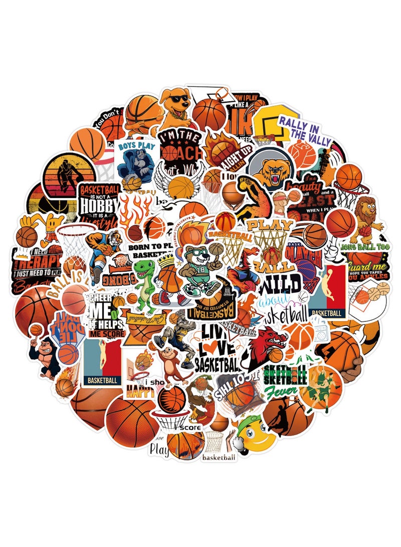 ملصقات كرة السلة 100 قطعة من ملصقات كرة السلة الرياضية لزجاجات المياه ودفاتر كرة السلة وهدايا كرة السلة للأولاد والبنات وهدايا كرة السلة للأولاد المراهقين - Image 1