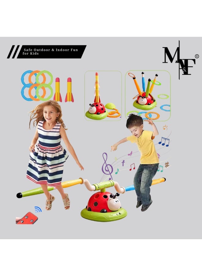 M.A&F's 3 in 1 Musical Jump, Toss Ring Game Toys and Rocket Launcher for Kid Outdoor Toys with Remote Control, Indoor Outside Birthday Gifts Kid Girls Boys Toys for Kids Ages 4-13 Kids - Image 1